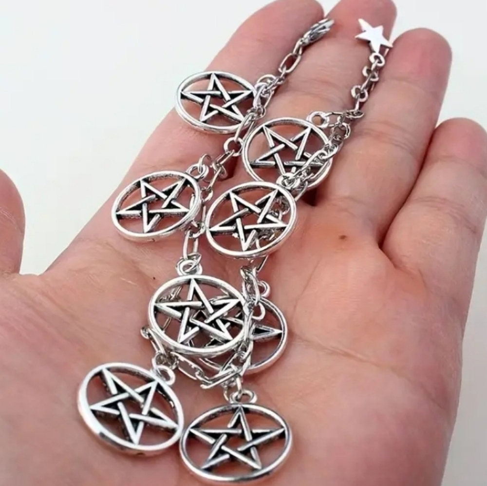1pc Creative Slivery Chain Gothic Magic Witchcraft Pentagram Star Bracelet